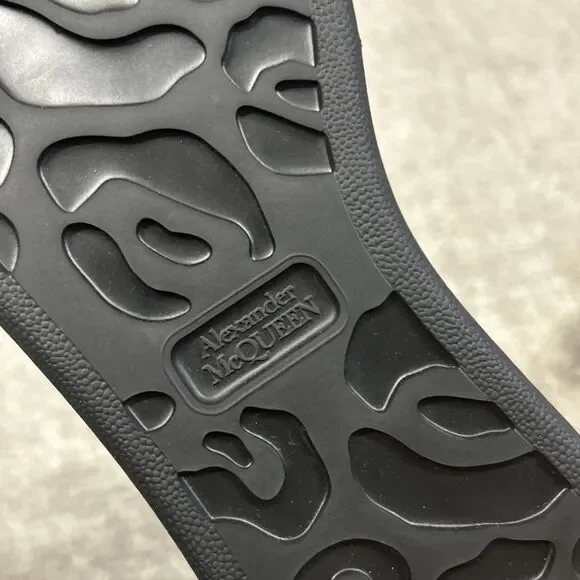 Alexander McQueen Croc Effect Boots Womens 38.5E US 8.5 Black Combat New - Picture 14 of 16